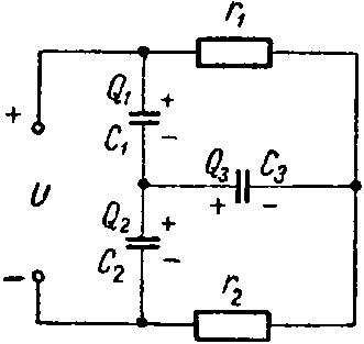 Определить заряд и энергию каждого конденсатора в схеме 