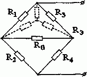 Определим внутреннее сопротивление эквивалентного генератора по схеме рис. 1.5.3, где заменим треугольник сопротивлений R1R3R0 эквивалентным соединением звездой