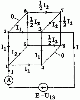 Расчетная схема для определения сопротивления R13 методом амперметра и вольтметра