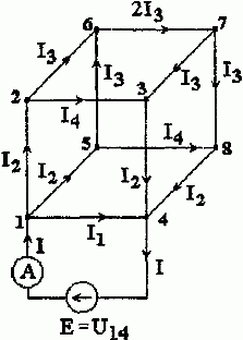 Расчетная схема для определения сопротивления R14 методом амперметра и вольтметра